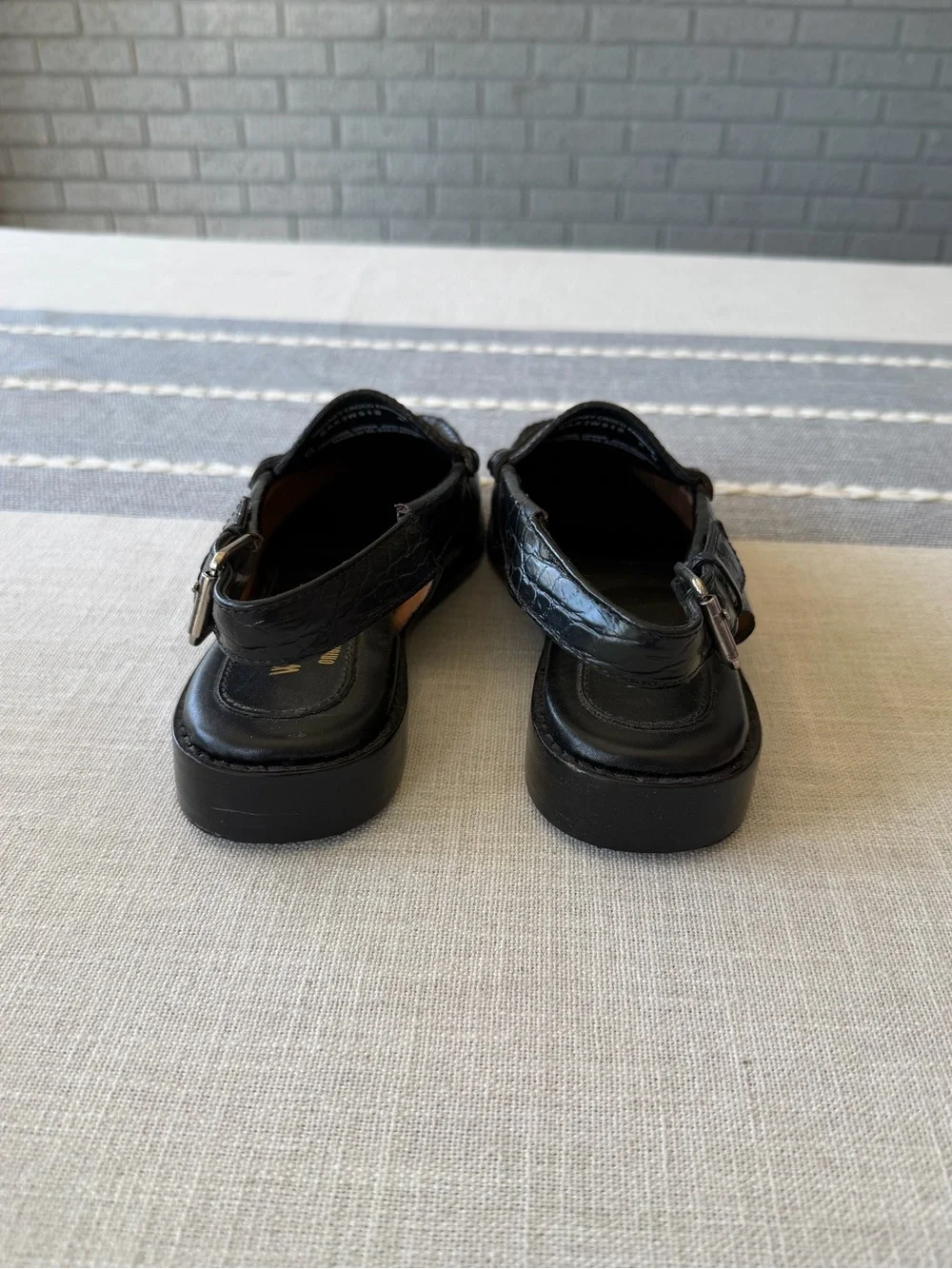 G.H. BASS Weejuns Whitney Slingback Loafers Black Croc Size 6